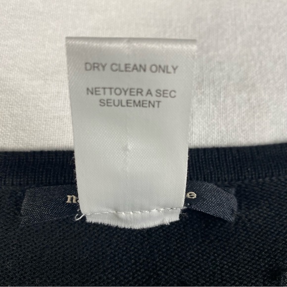 Nanette Lepore Black Button Up Cropped Cardigan Sweater Silk Ribbon Size L - Picture 10 of 10